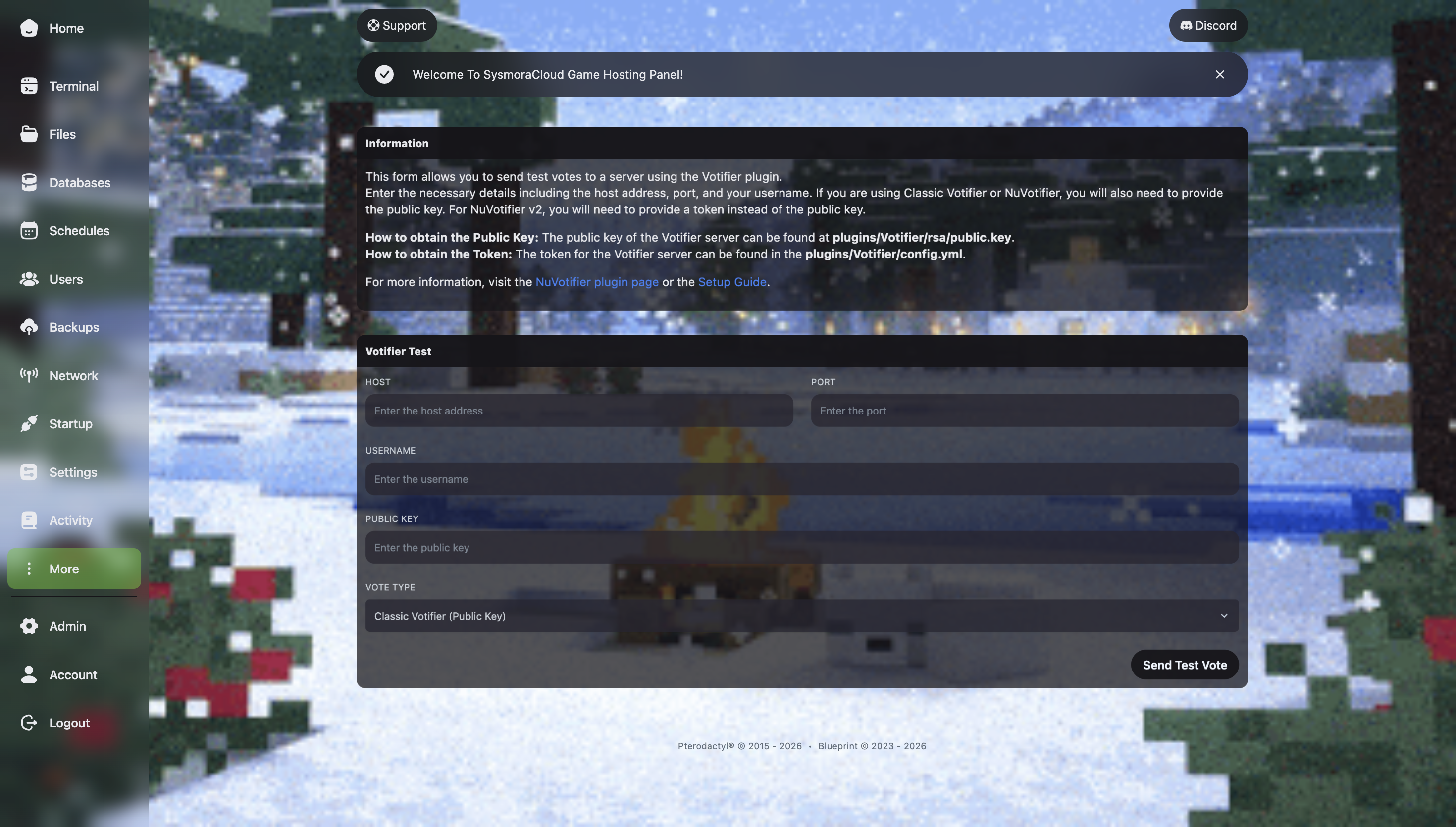 SysmoraCloud Game Panel - Votifier Tester